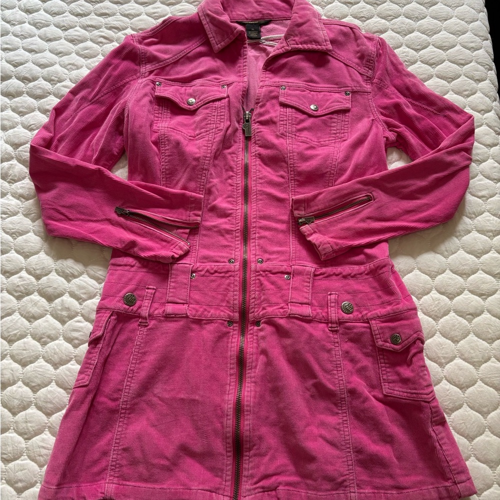 Rocawear Women's Fuchsia corduroy zip dress
